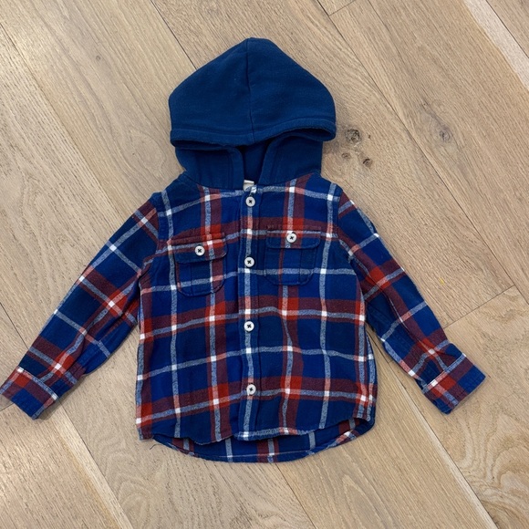 Tucker + Tate Other - Tucker and Tate Plaid Hooded Baby Shirt - Blue and Red